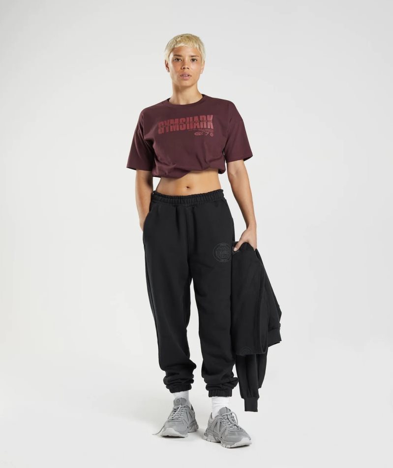 Gymshark GS10 Year Midi Kurz Geschnittene Oberteile Damen Bordeaux | AT-18-JVRQ