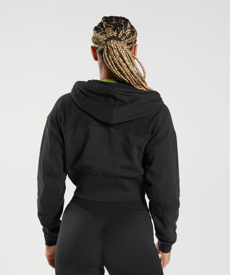 Gymshark GS Power Cropped Zip Hoodie Damen Schwarz | AT-34-YQJM