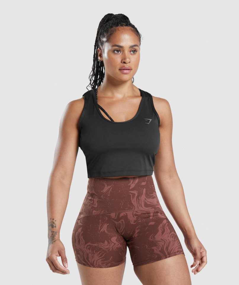 Gymshark GS Power Open Back Cropped Muskelshirt Damen Schwarz | AT-27-BEDI