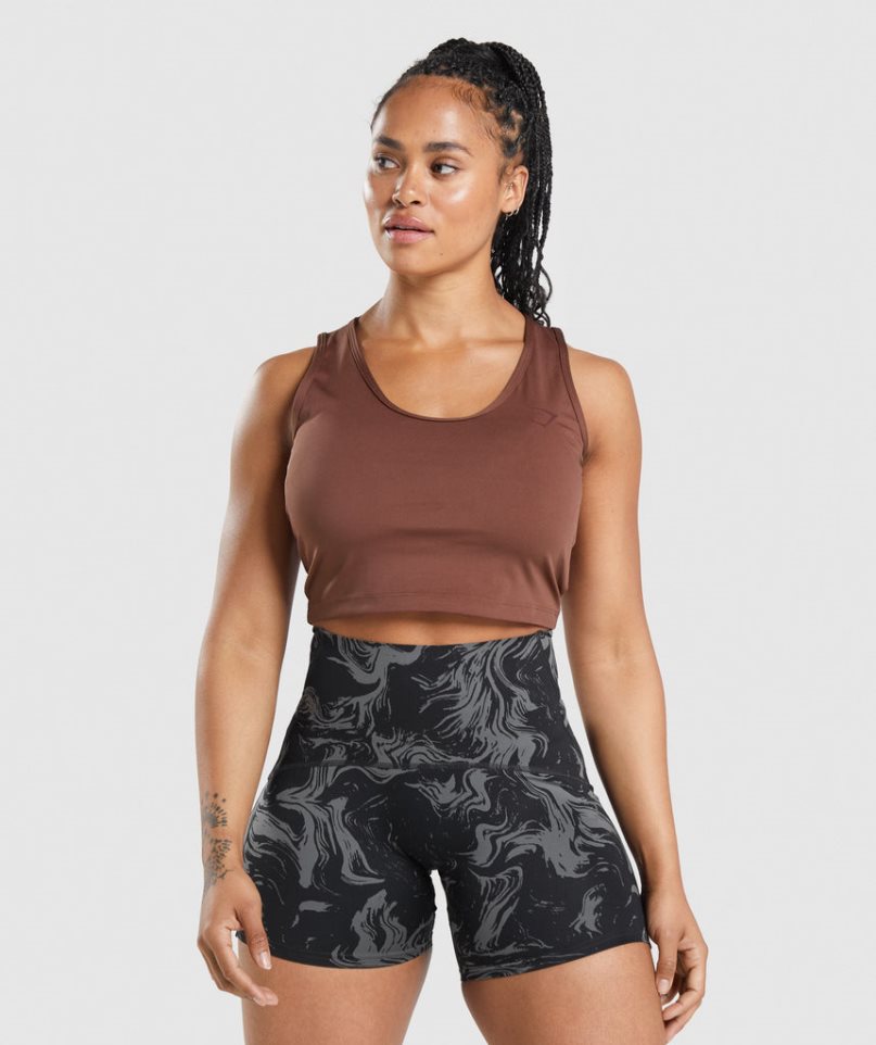 Gymshark GS Power Open Back Cropped Muskelshirt Damen Braun | AT-92-KMNI