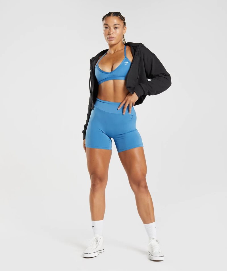 Gymshark GS Power Original Tight Kurze Hose Damen Blau | AT-45-ESVL