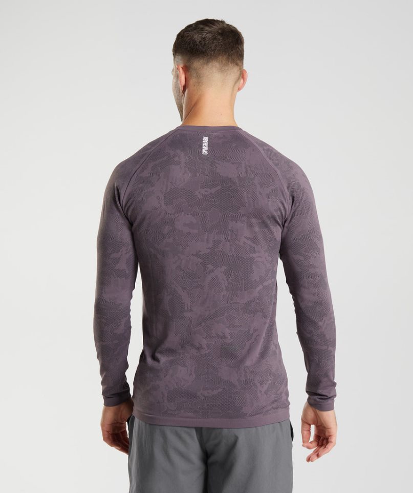 Gymshark Geo Seamless Long Sleeve T-shirts Herren Lila | AT-08-IDBX