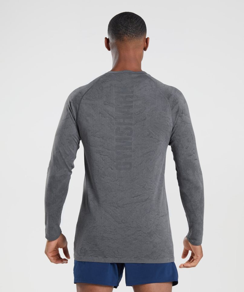 Gymshark Geo Seamless Long Sleeve T-shirts Herren Grau | AT-15-SPQZ