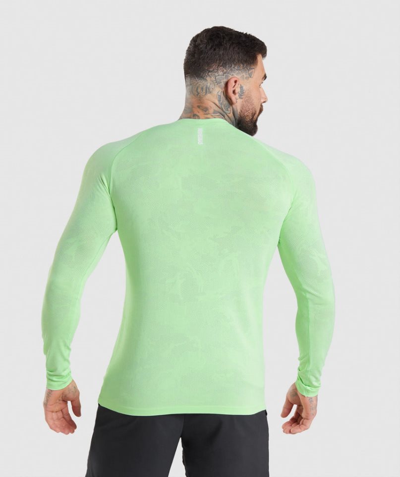 Gymshark Geo Seamless Long Sleeve T-shirts Herren Hellgrün | AT-17-LDFA