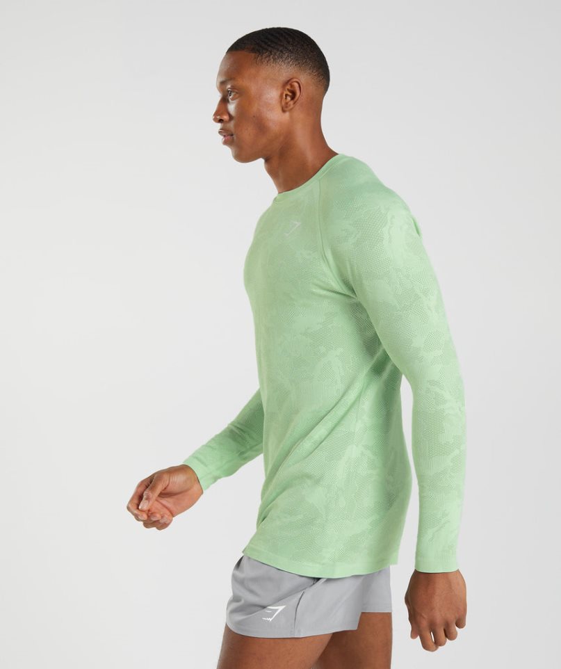 Gymshark Geo Seamless Long Sleeve T-shirts Herren Hellgrün | AT-19-PCOL