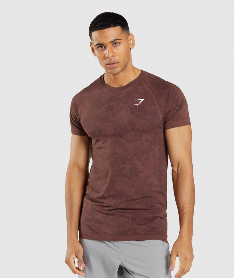 Gymshark Geo Seamless T-shirts Herren Braun | AT-83-RKVB