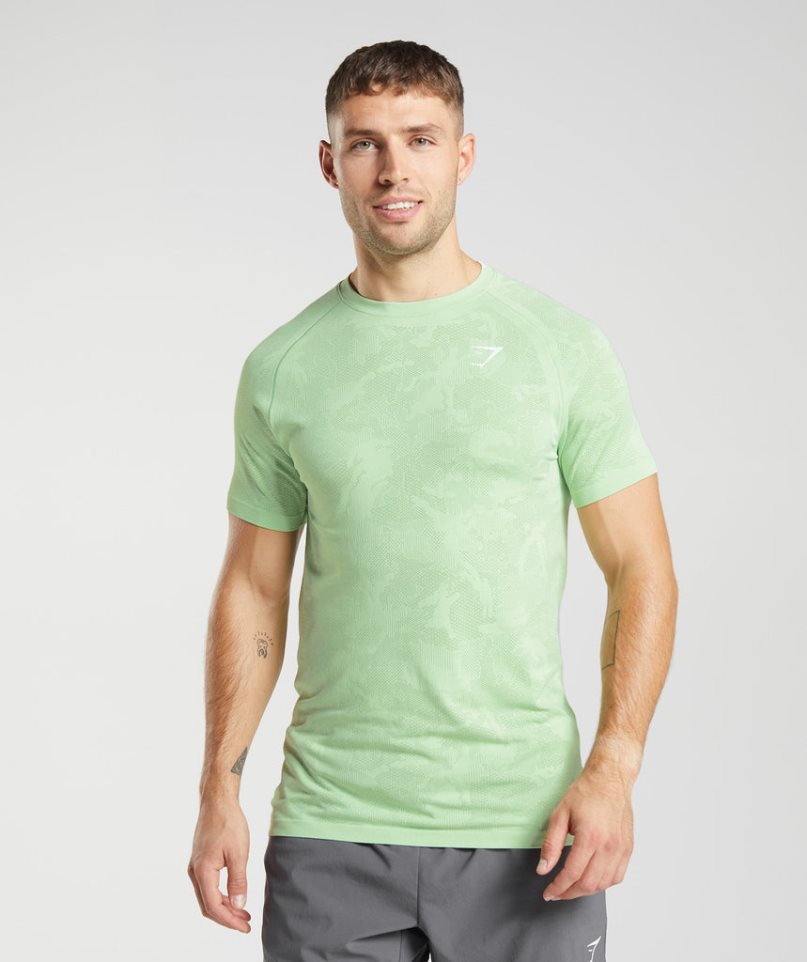 Gymshark Geo Seamless T-shirts Herren Hellgrün | AT-78-AHQE