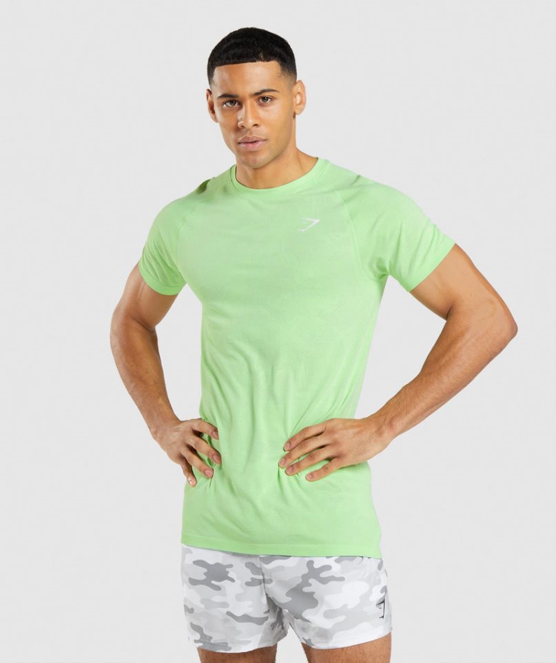 Gymshark Geo Seamless T-shirts Herren Hellgrün | AT-95-RUTF