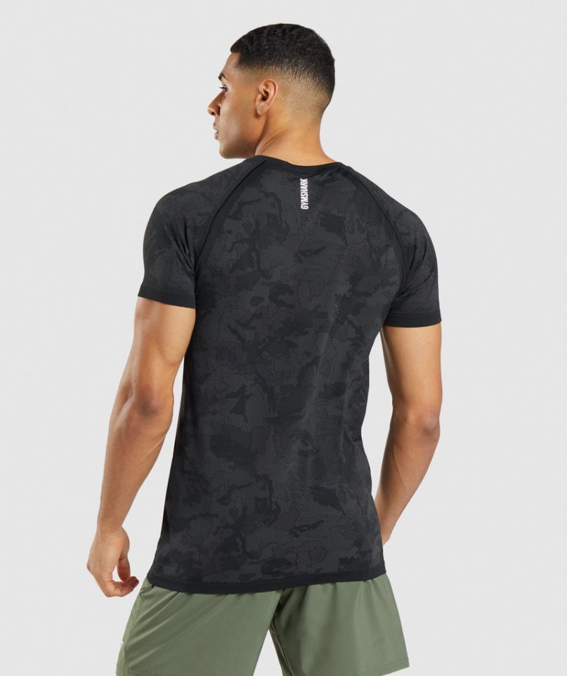 Gymshark Geo Seamless T-shirts Herren Schwarz | AT-70-QIPD