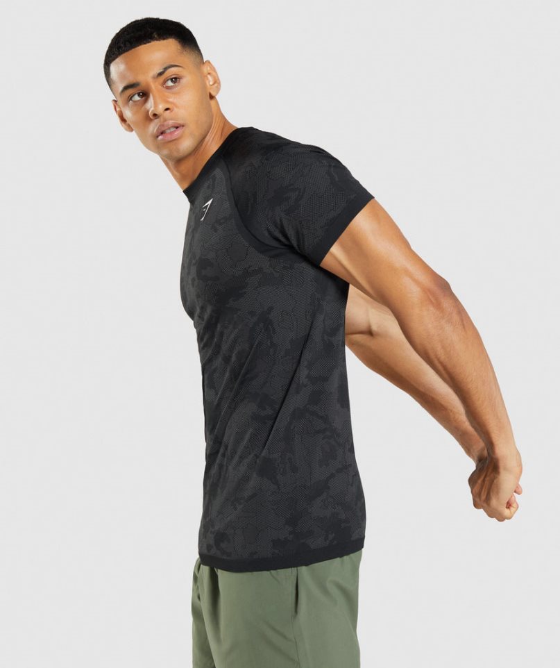 Gymshark Geo Seamless T-shirts Herren Schwarz | AT-70-QIPD