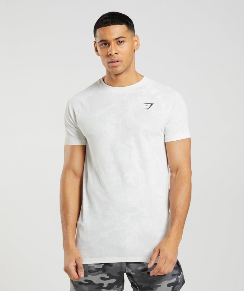 Gymshark Geo Seamless T-shirts Herren Weiß | AT-83-RIBN