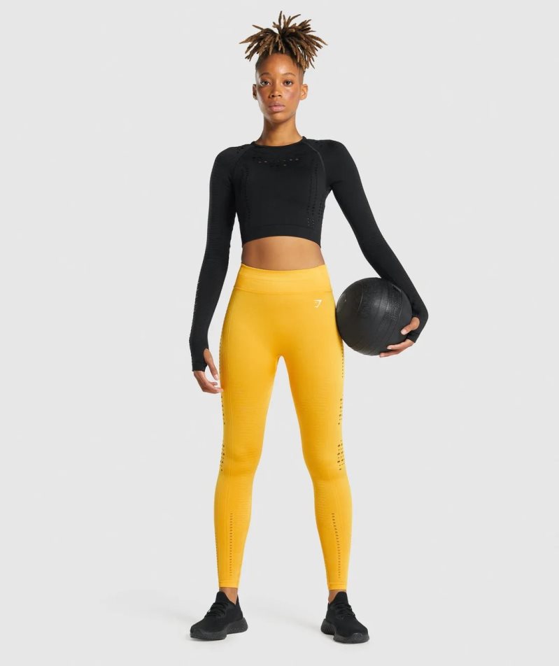 Gymshark Glow Seamless Leggings Damen Gelb | AT-39-ZJUF