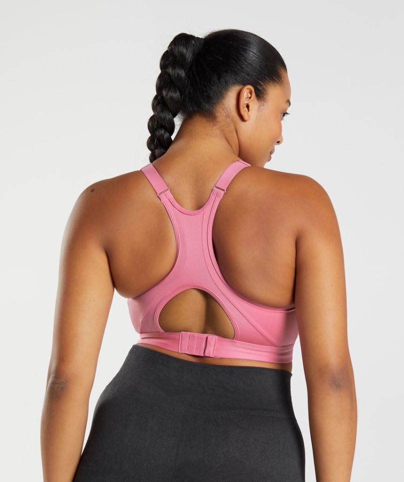 Gymshark High Neck High Support Sport Bh Damen Rosa | AT-86-RAHK