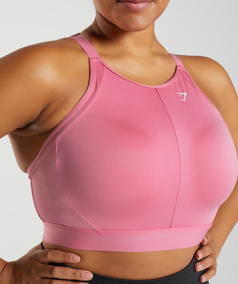 Gymshark High Neck High Support Sport Bh Damen Rosa | AT-86-RAHK