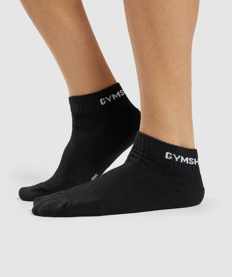 Gymshark Jacquard Quarter 3pk Socken Schwarz | AT-51-ZHMS