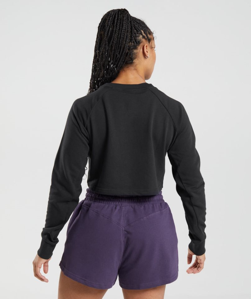 Gymshark Legacy Cropped Sweatshirts Damen Schwarz | AT-39-FNSX