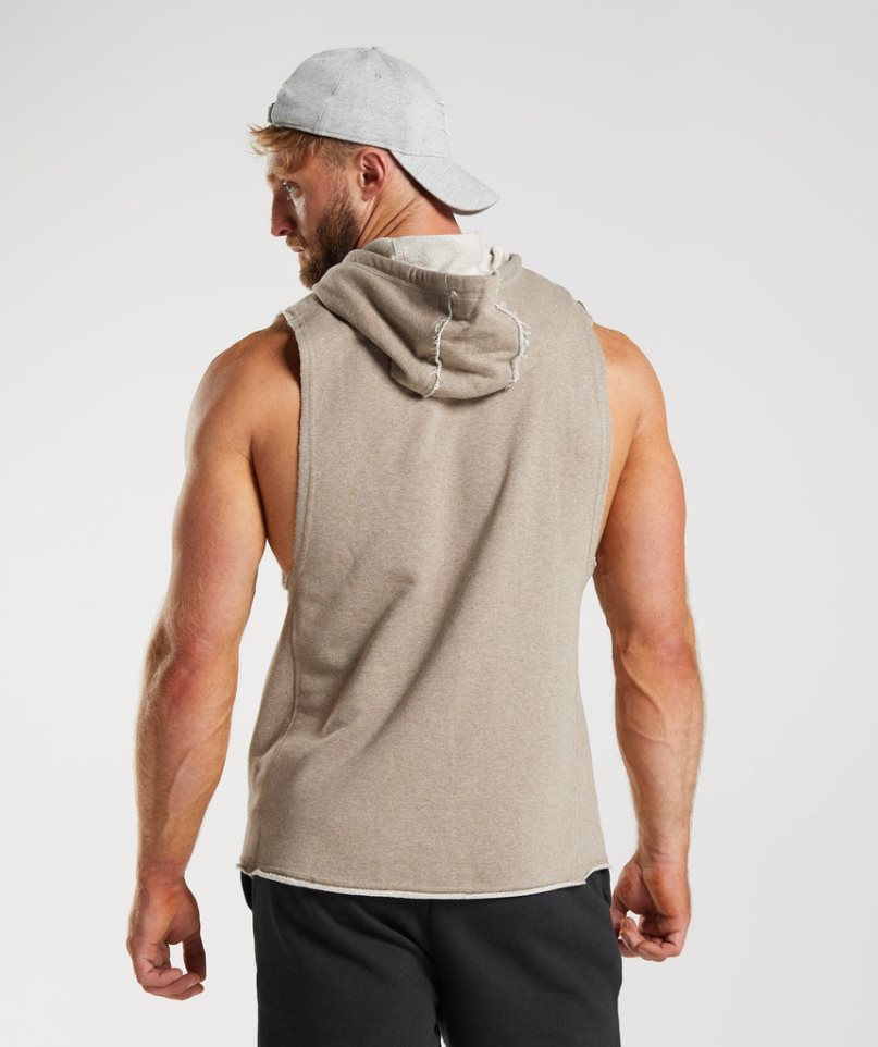 Gymshark Legacy Drop Arm Hoodie Herren Beige | AT-47-NETH