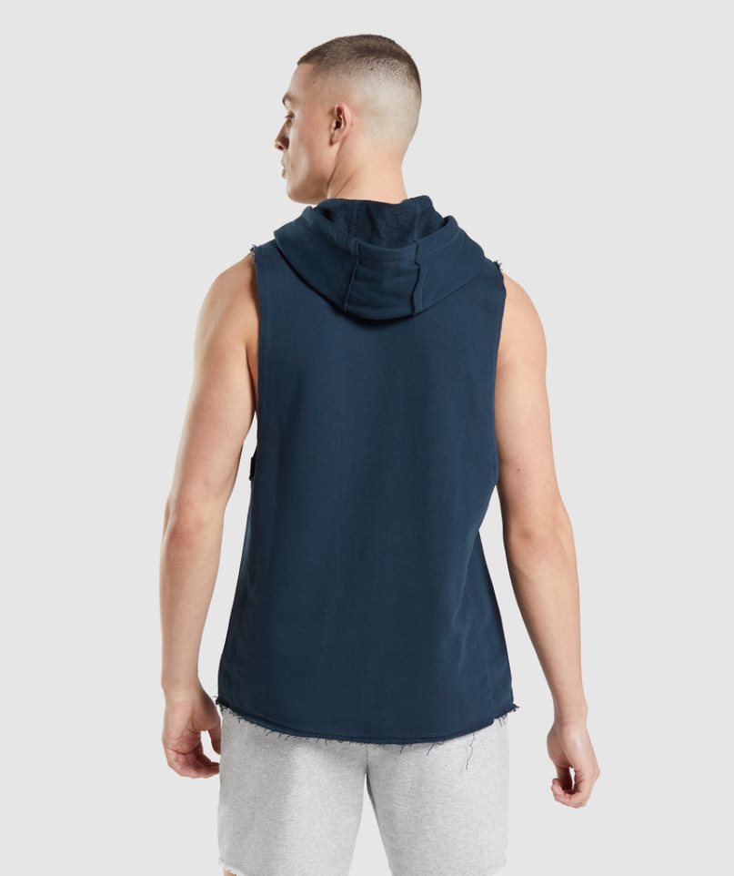 Gymshark Legacy Drop Arm Hoodie Herren Navy | AT-46-QADX