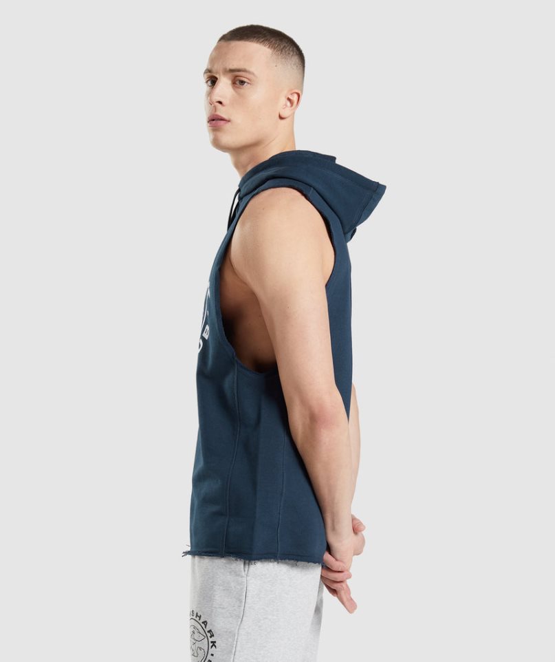 Gymshark Legacy Drop Arm Hoodie Herren Navy | AT-46-QADX