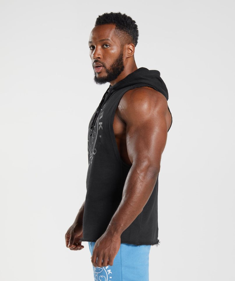 Gymshark Legacy Drop Arm Hoodie Herren Schwarz | AT-28-MPGI