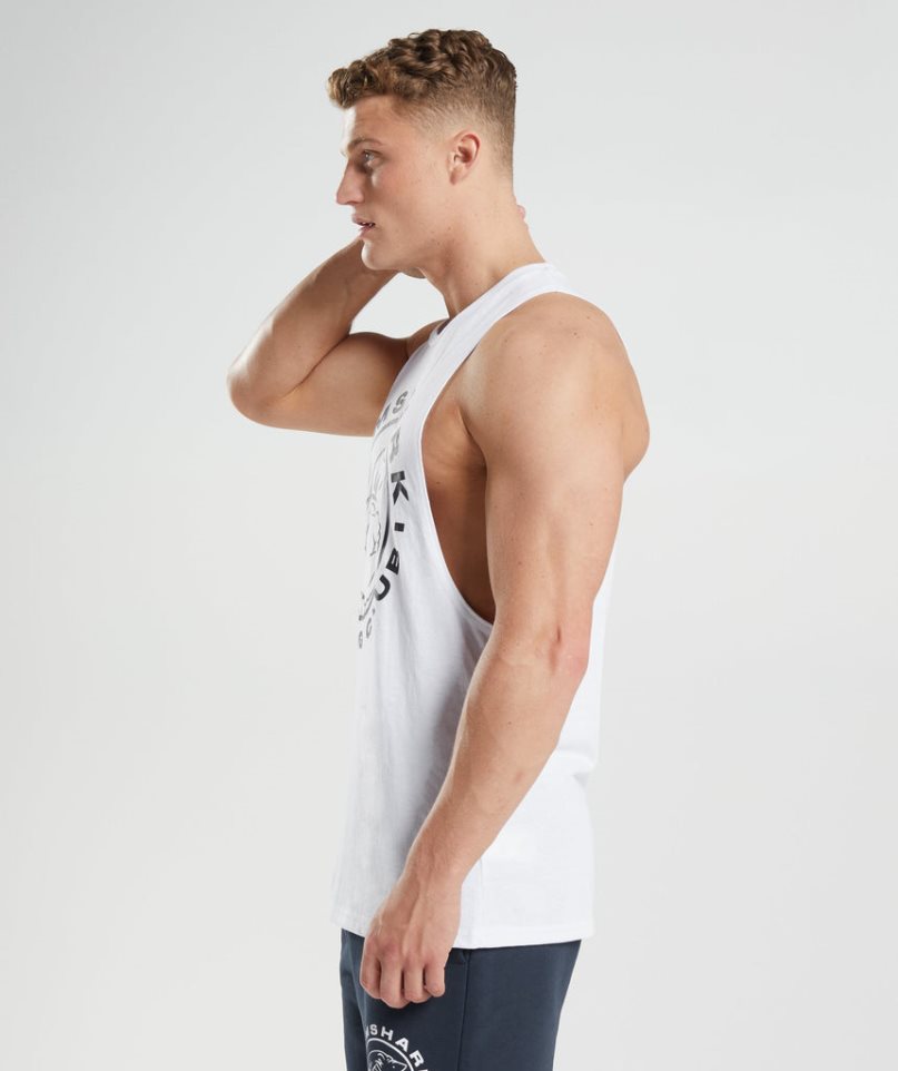 Gymshark Legacy Drop Arm Muskelshirt Herren Weiß | AT-19-PKWB