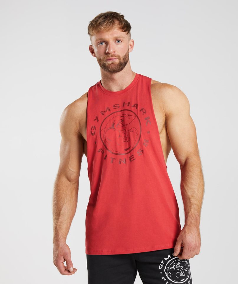 Gymshark Legacy Drop Arm Muskelshirt Herren Rot | AT-24-JSGR