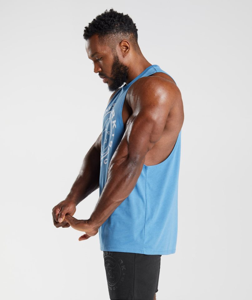 Gymshark Legacy Drop Arm Muskelshirt Herren Blau | AT-57-DOEY