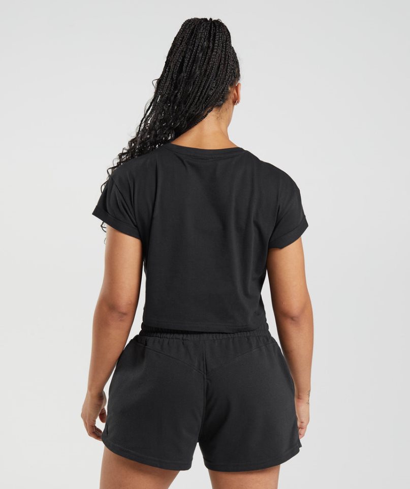 Gymshark Legacy Kurz Geschnittene Oberteile Damen Schwarz | AT-09-QKWU