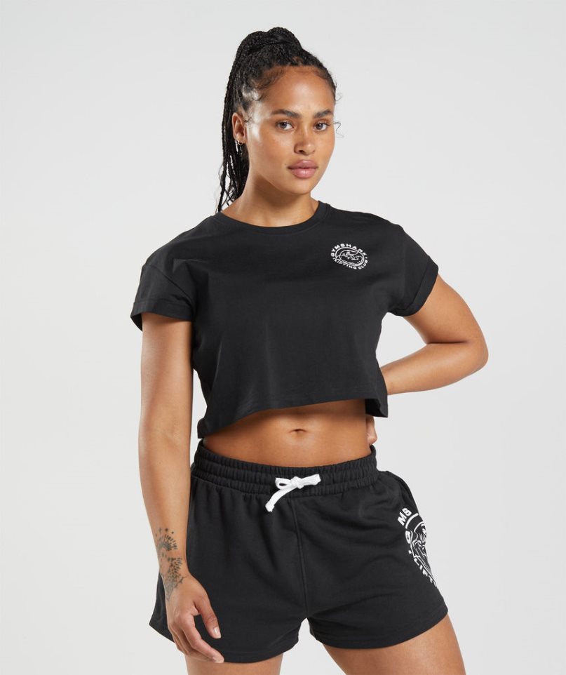 Gymshark Legacy Kurz Geschnittene Oberteile Damen Schwarz | AT-09-QKWU