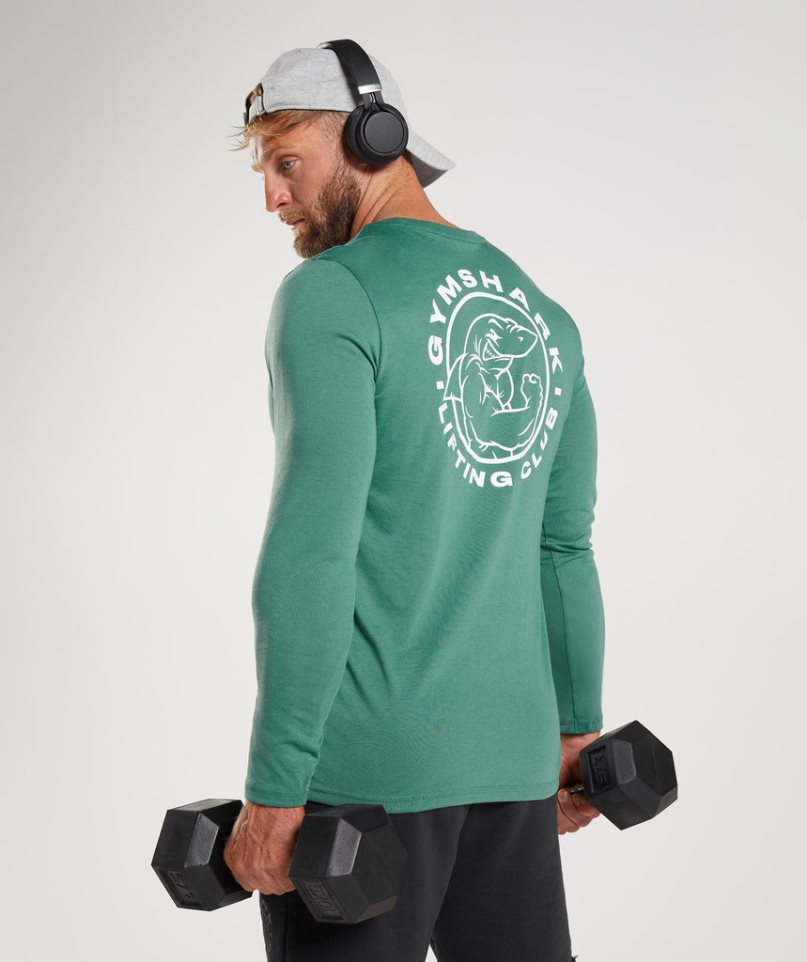 Gymshark Legacy Long Sleeve T-shirts Herren Grün | AT-03-FQNY