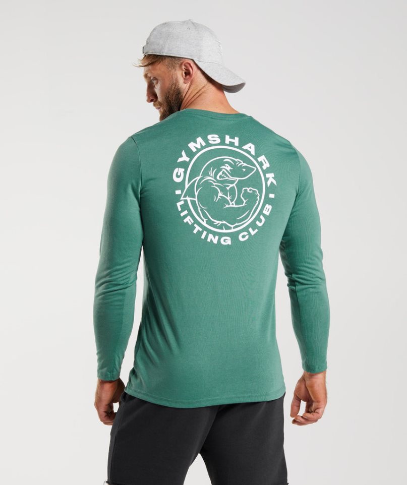 Gymshark Legacy Long Sleeve T-shirts Herren Grün | AT-03-FQNY