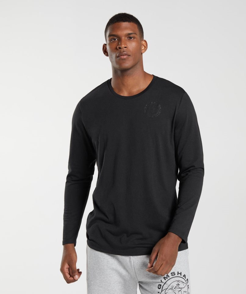 Gymshark Legacy Long Sleeve T-shirts Herren Schwarz | AT-05-VJIN