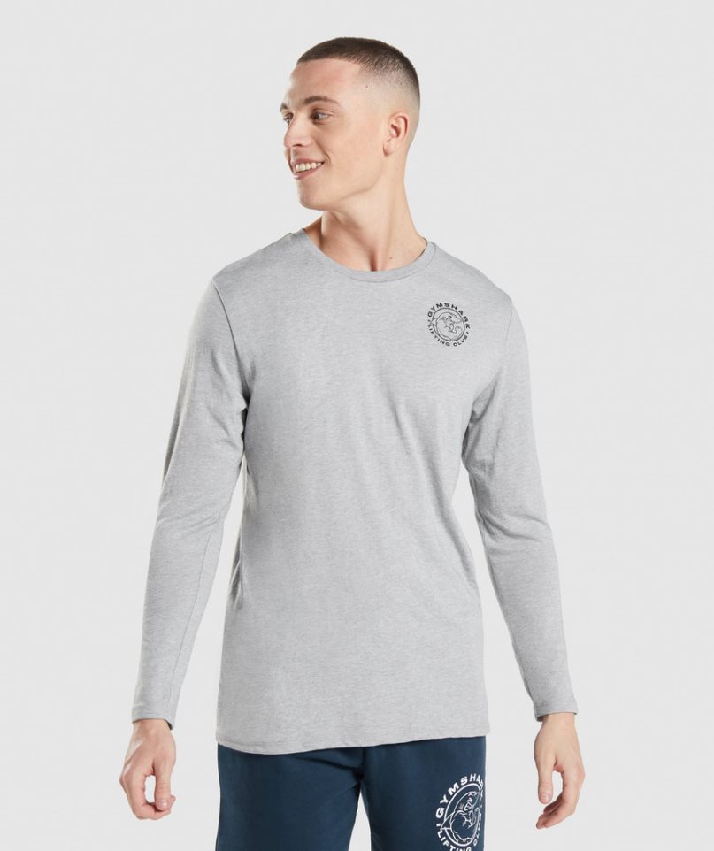 Gymshark Legacy Long Sleeve T-shirts Herren Hellgrau | AT-48-ASBV