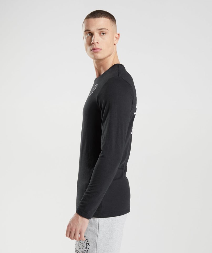 Gymshark Legacy Long Sleeve T-shirts Herren Schwarz | AT-49-YKWL