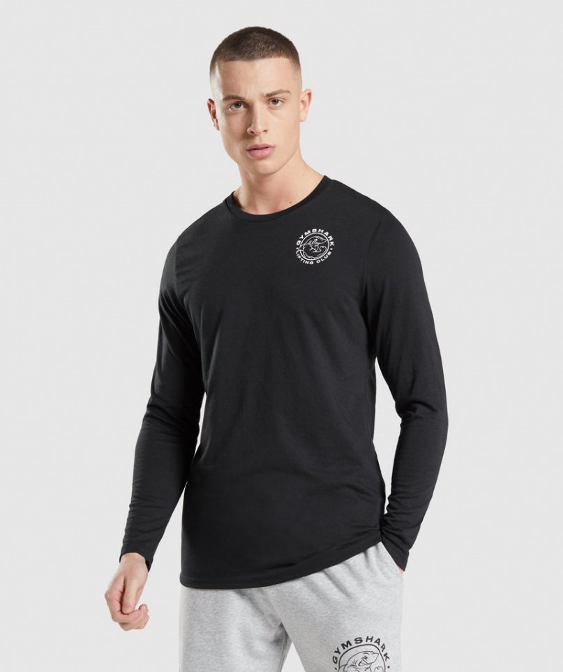 Gymshark Legacy Long Sleeve T-shirts Herren Schwarz | AT-49-YKWL