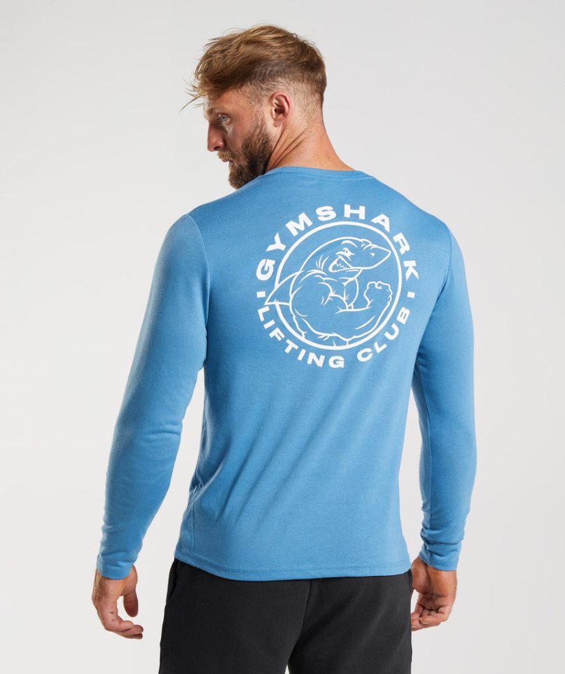 Gymshark Legacy Long Sleeve T-shirts Herren Blau | AT-93-EDBJ