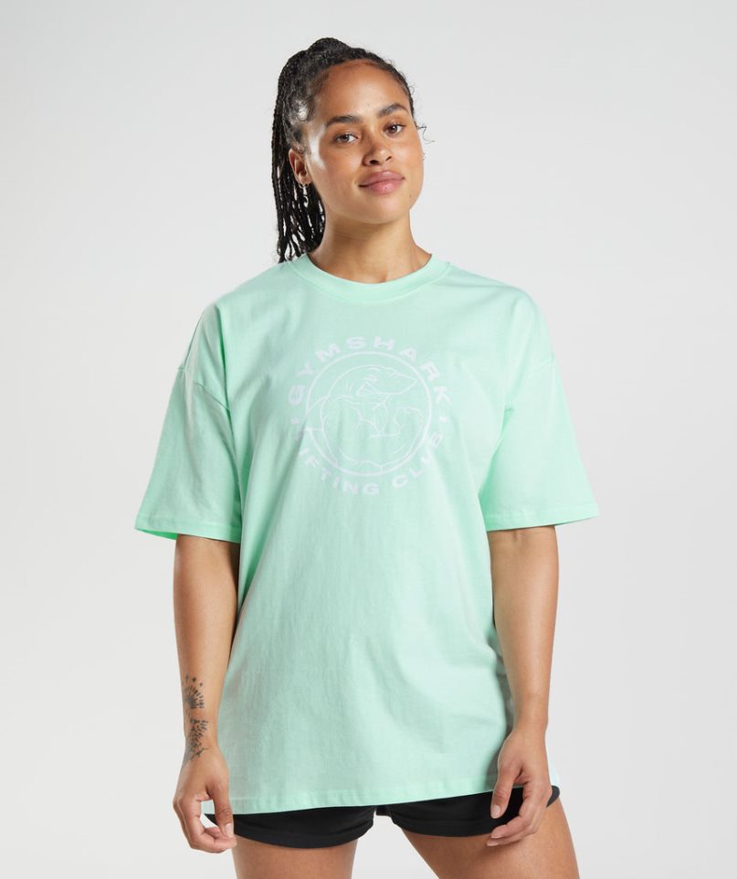 Gymshark Legacy Oversized T-shirts Damen Hellgrün | AT-08-JONG