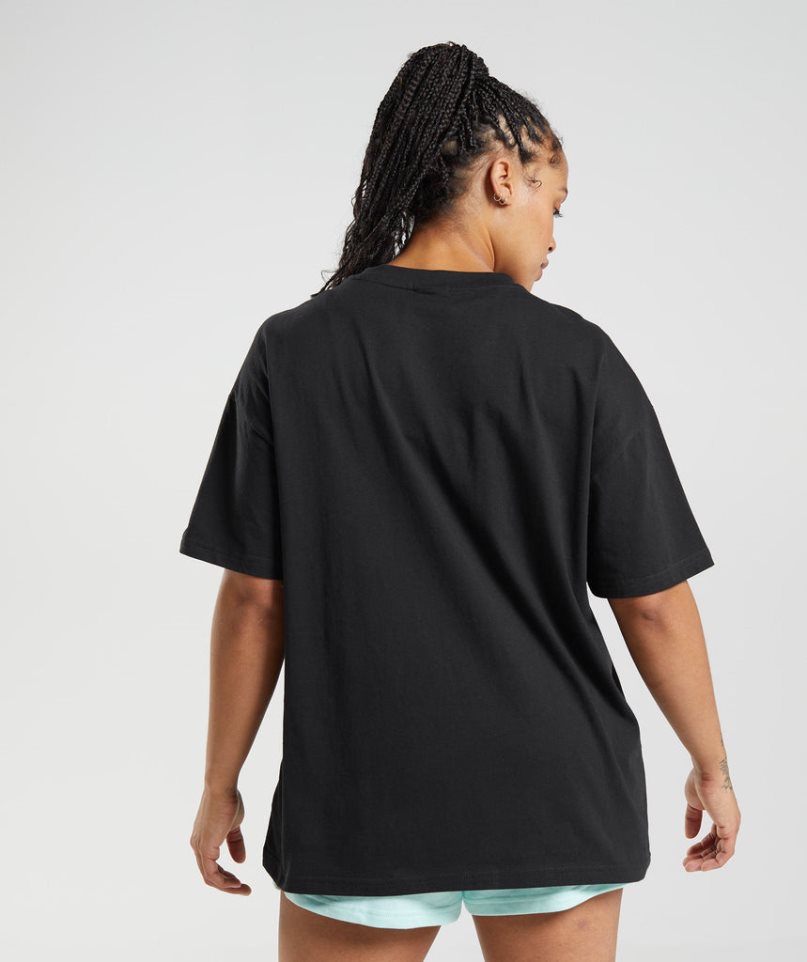 Gymshark Legacy Oversized T-shirts Damen Schwarz | AT-13-ATUI