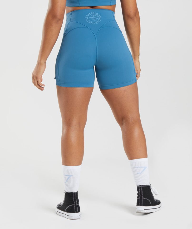 Gymshark Legacy Ruched Tight Kurze Hose Damen Blau | AT-04-UCHK