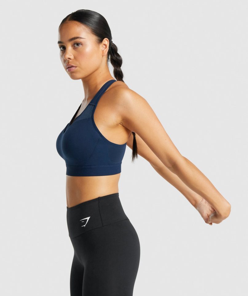 Gymshark Open Back Sport Bh Damen Navy | AT-74-OWRE