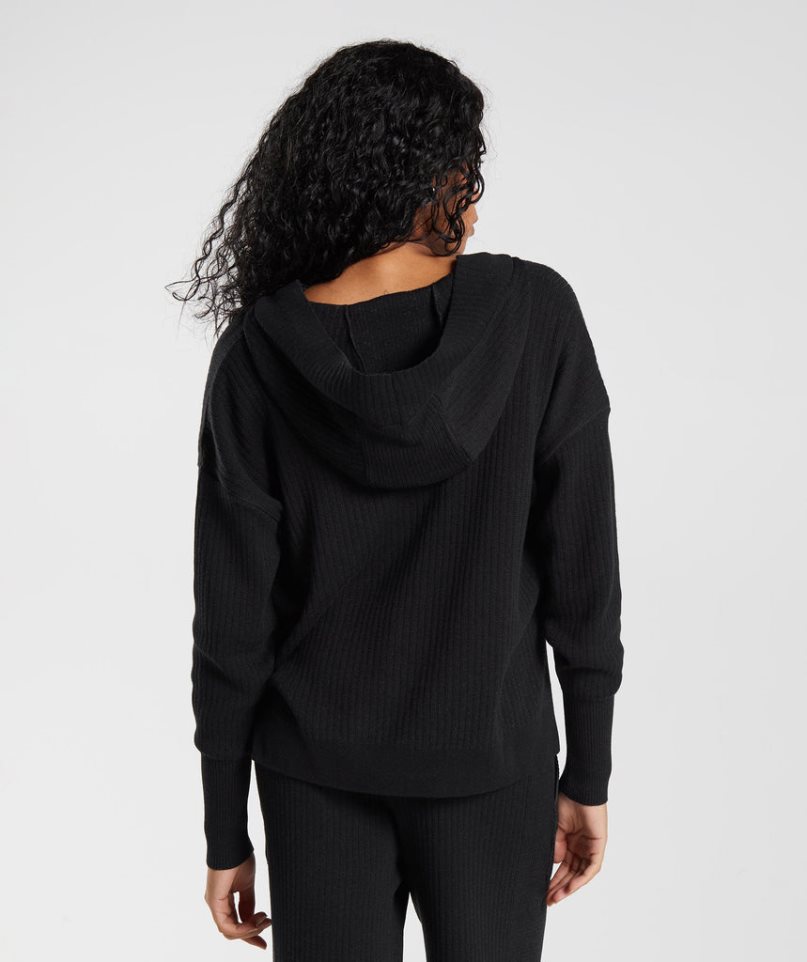 Gymshark Pause Knitwear Hoodie Damen Schwarz | AT-65-STCK