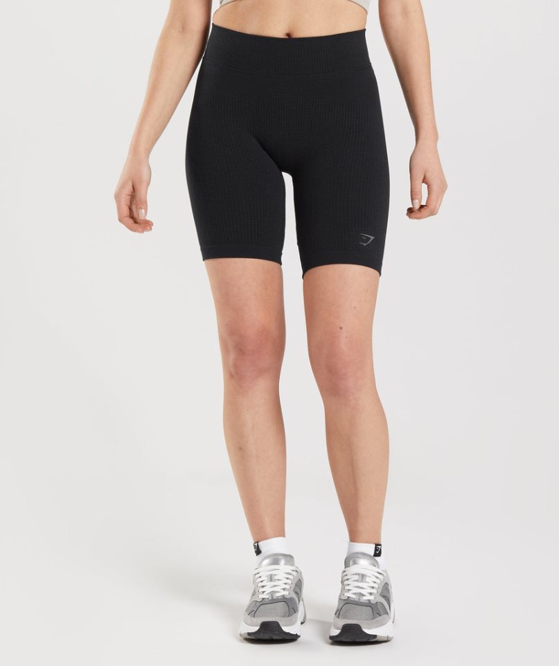 Gymshark Pause Seamless Cycling Kurze Hose Damen Schwarz | AT-59-AVDB