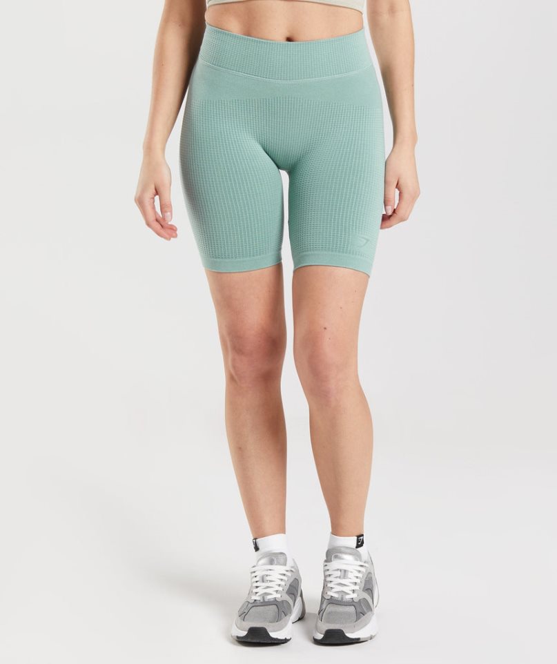 Gymshark Pause Seamless Cycling Kurze Hose Damen Hellgrün | AT-89-TIXC