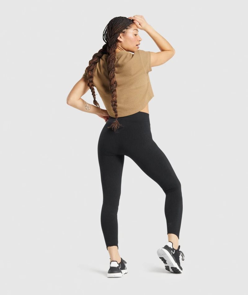 Gymshark Pause Seamless Leggings Damen Schwarz | AT-72-COQH