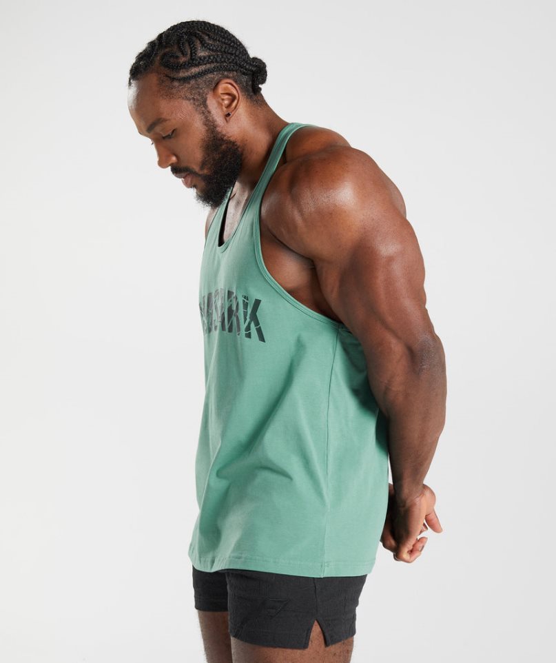 Gymshark Power Stringer Muskelshirt Herren Grün | AT-45-TBVD