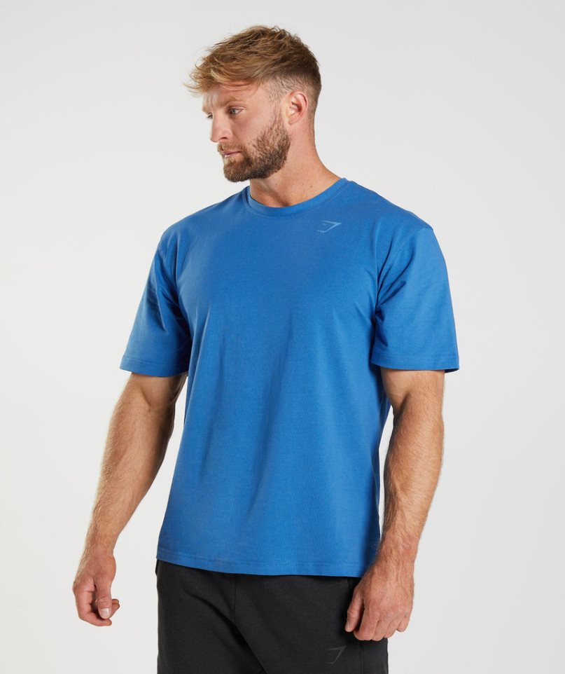 Gymshark Power T-shirts Herren Blau | AT-42-QJDG