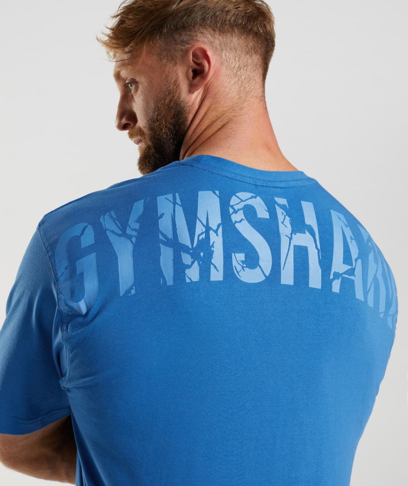 Gymshark Power T-shirts Herren Blau | AT-42-QJDG