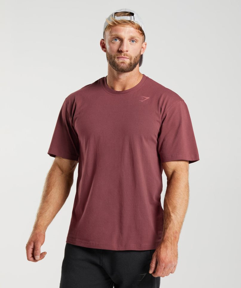 Gymshark Power T-shirts Herren Bordeaux | AT-37-MEHV