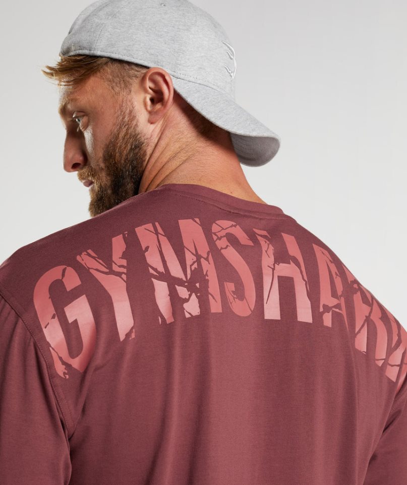 Gymshark Power T-shirts Herren Bordeaux | AT-37-MEHV