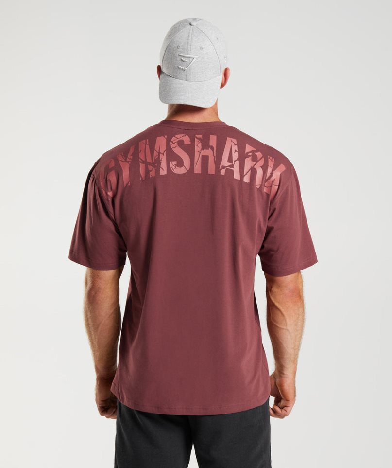 Gymshark Power T-shirts Herren Bordeaux | AT-37-MEHV